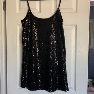 Black sequined party dress